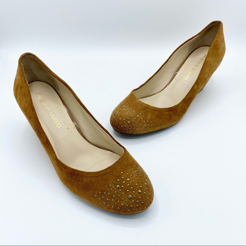 Franco Sarto Zinc Embellished Suede Wedges Size 10